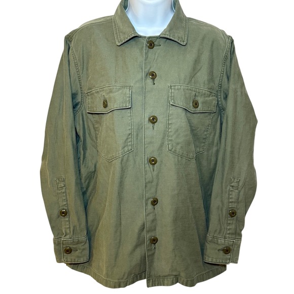 Faherty Tops - Faherty Womens Small Savannah Cotton Oversight Fatigue Shirt Utility WOF2221-FTG